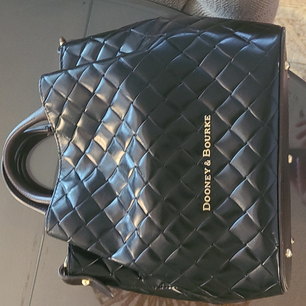 Dooney and Bourke Black Leather Woven bucket bag